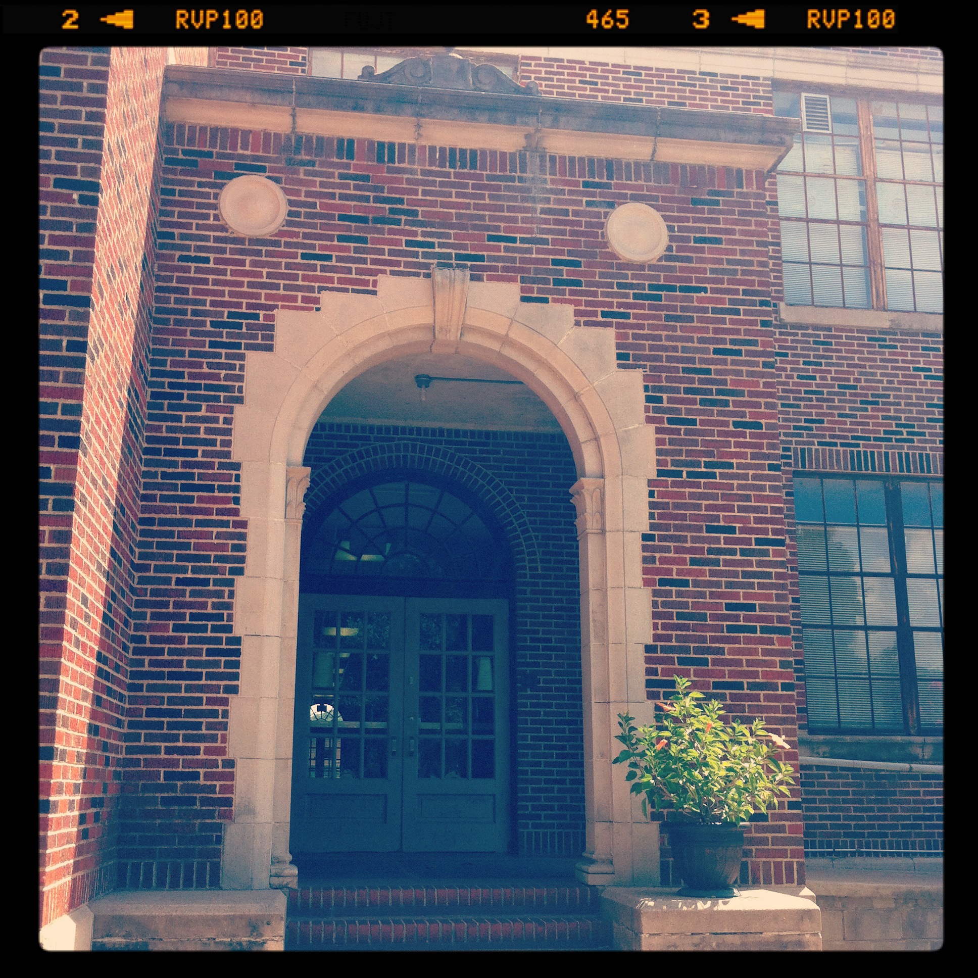 The door to the Brenham Education Building
